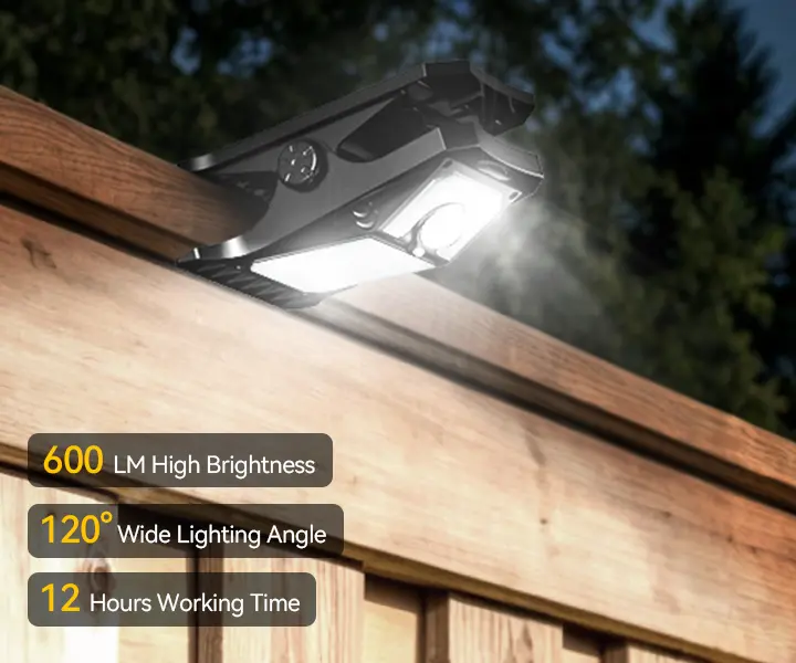 FABSTYL Solar Clip Light - Rechargeable Lithium Ion Battery, Motion Sensor Boosts Safety, Remote Control, 3 Lighting Modes, IP65 Water Resistant, Plastic Body, No Wiring Auto Shut-Off Portable Outdoor Lighting for Yard Use