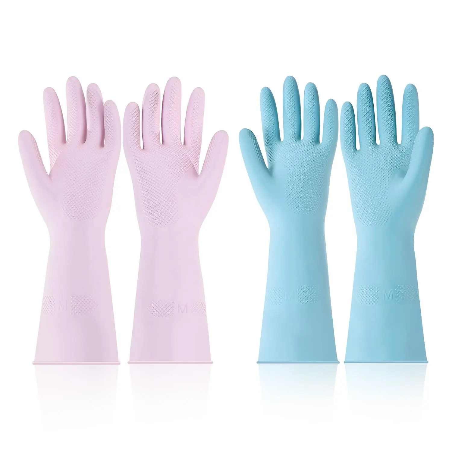 【SummerFinds】VEVOR Reusable Dishwashing Gloves,  2 Pairs Colorful Reusable Household Kitchen Cleaning Gloves for Washing Dishes and Cleaning Tasks, Flexible Long-lasting and Non-Slip, Medium, Pink + Purple