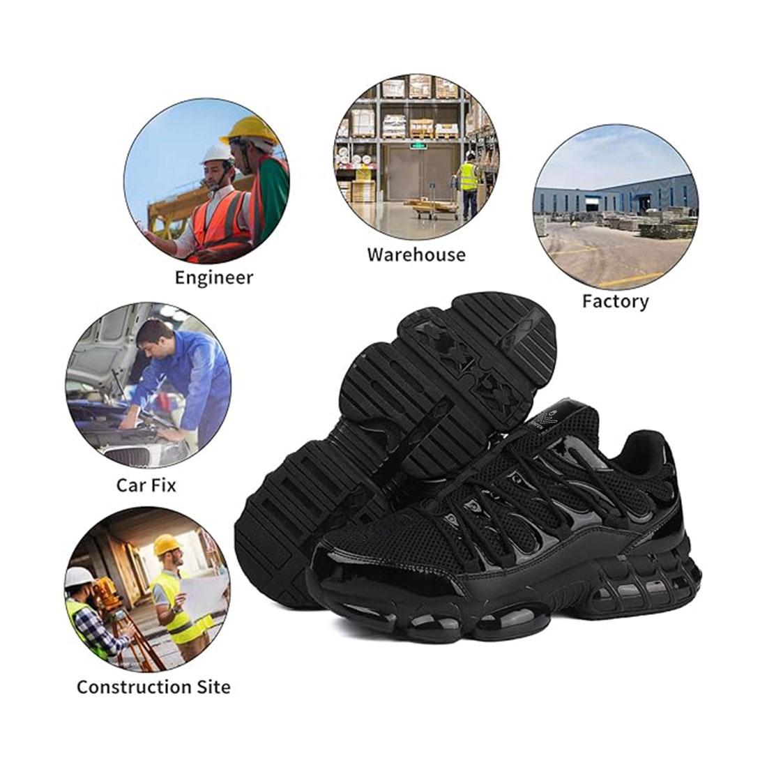 RUMFEN Steel Toe Safety Sneakers for Men & Women Indestructible Lightweight Breathable Work Boots with Composite Toe Closed-Top Footwear