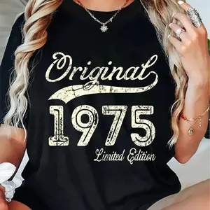 100% Cotton 50th Birthday Gifts Men Women Vintage 1975 Original Parts T-Shirt