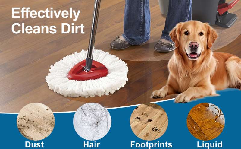 4 Pack Mop Heads Replacements, Compatible with 0 Cedar Easywring 1-Tank System Easy Wrin Spin MopsTriangle Swivel Microfiber Mops, Washable & Easy to Replace