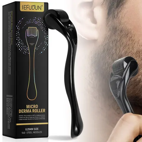 SEFUDUN 0.25mm Size Dermaroller with Roller Bar - Face Exfoliator Tool, Facial Pore Cleansing Skincare Instrument, Enhances Serum Absorption for Easy Serum Application, Disinfectable with Alcohol