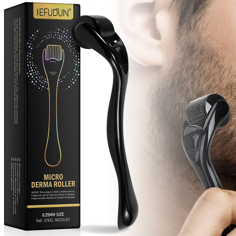 0.25mm Titanium Beard Derma Roller For Hair Loss & Beard Growth – Microneedling Tool