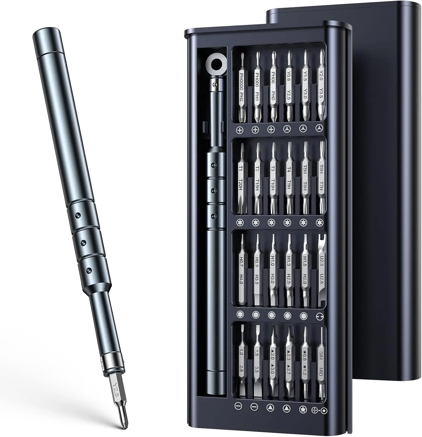 JOREST 52-in-1 Magnetic Multipurpose Screwdriver Tool Kit Set with Screwdriver Bits - Portable Mid-Tool for PS5/4, Laptops - Ergonomic Handle, Ideal Father’s Day Gift for Drone, Sim Repair Tasks, Drones
