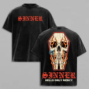 Vintage Grim Reaper Skull Graphic Print Cotton T-shirt Breathable Hoodie Oversize Tshirts Tops Menswear