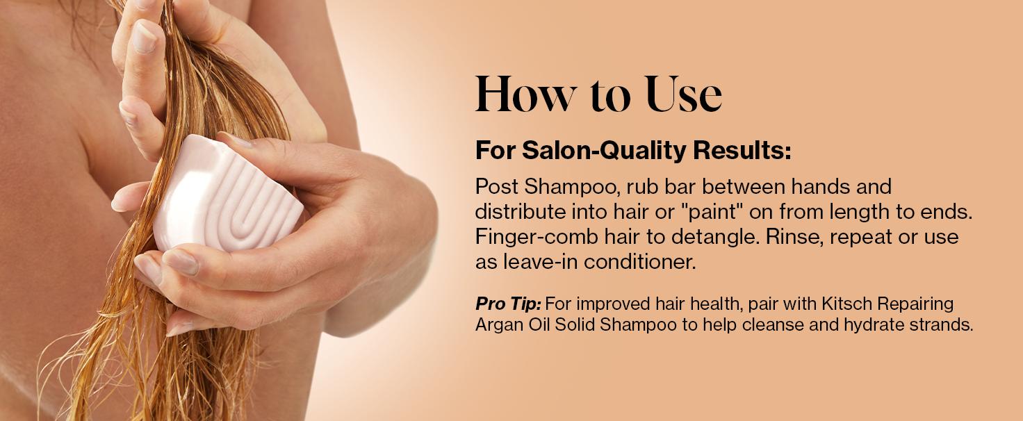 Kitsch Repairing Argan Oil Solid Conditioner Bar for Hair Care – Vegan, Made in USA, Paraben-Free for Damaged, Weak, and Brittle Hair, 2.7 oz