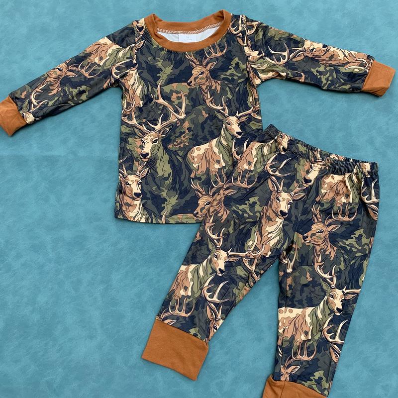 Deer Camouflage Long Sleeves Kids Boy Pajamas