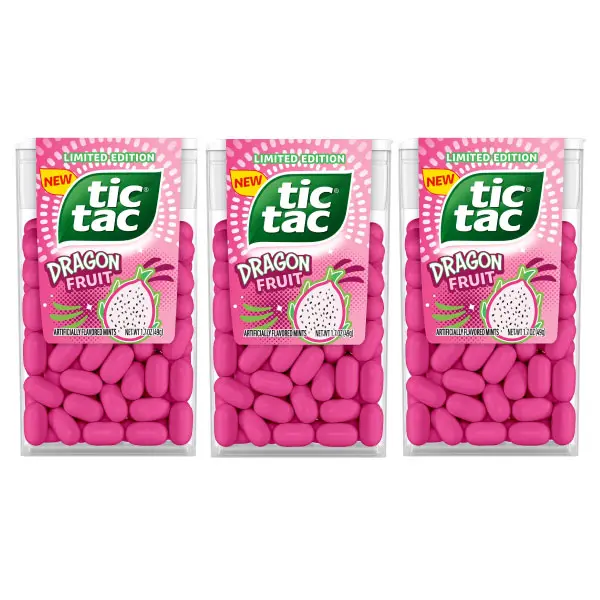Limited Edition Tic Tac Dragon Fruit Candy Mints - 1.7oz (3 Pack