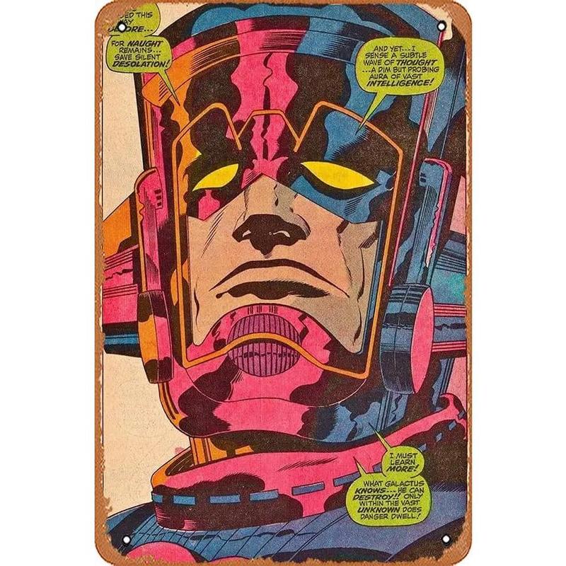 Galactus Comic Print Tin Sign for Wall Decorative Metal Signs Living Room,Office,College Dorm,Childrens Room,Games Room,Coffee S