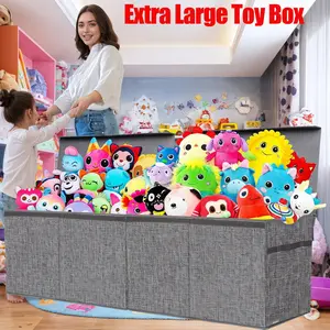 64gal Extra Large Toy Box with Lids - Sturdy Collapsible Kids Storage Organizer Big Bin Chest Basket with Dividers for Boys Girls, Bedroom, Nursery, Living Room, Playroom Organization