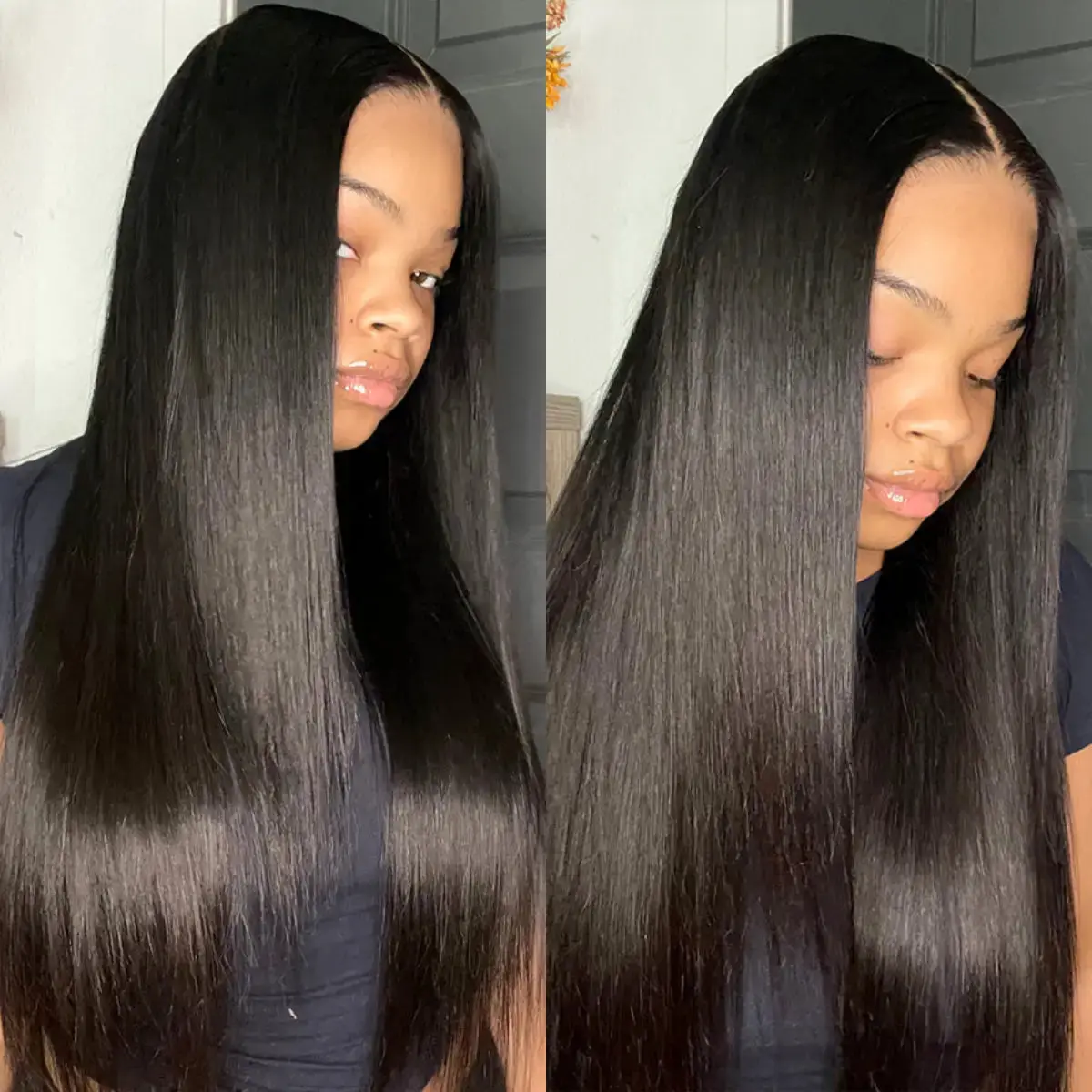 [Customized SDD Wig Megalook Super Double Drawn 250% Density Luxury Custom Straight Wigs Virgin Human Hair HD Transparent Lace Front Wigs Pre Plucked Hairline