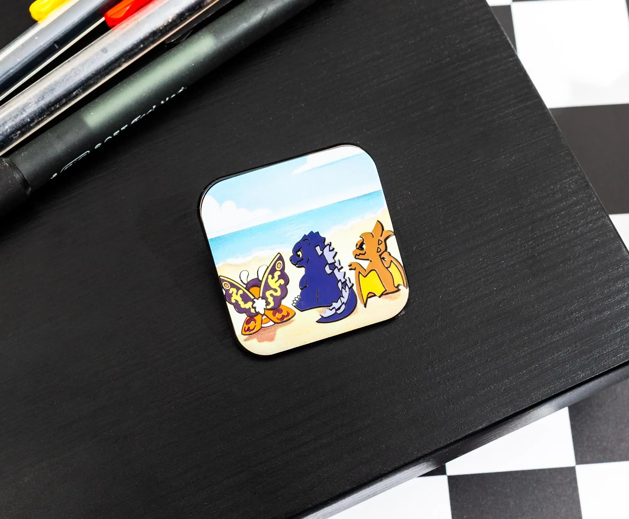 Godzilla, Mothra, and Rodan Chibi Square Enamel Pin - TikTok Shop