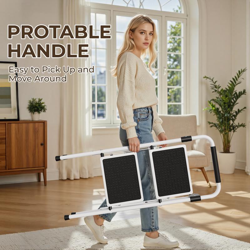 Flycity  2-step ladder, 2-step stool, adult folding step stool, with soft padded handle, wide anti-slip platform with ergonomic design. Adult portable step stool, multi-purpose for home, kitchen, office.