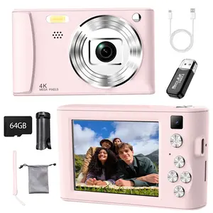 Camera l Retro Digital Camera 8x Zoom 64GB SD Card 800mAh Battery Rechargeable Selfie Vlog Camera for Teenagers Children Perfect New Year Christmas Gift teen girl boy gift creative birthday barbie  x  plus instax  mini  evo  hybrid minipixel  cam compact