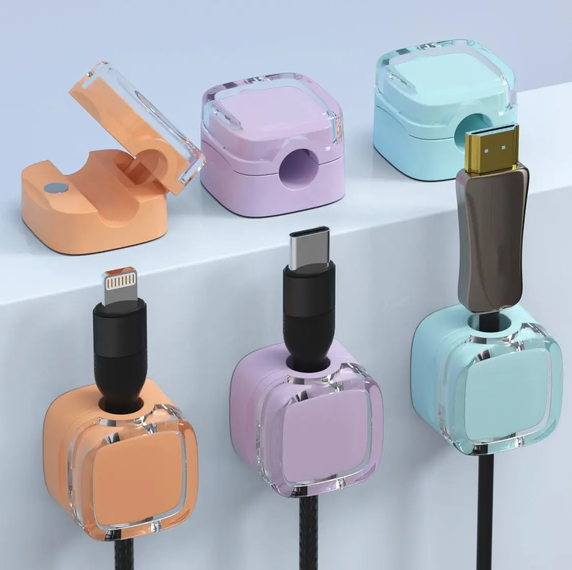 Magnetic Cable Clip, 6pcs/set Magnetic Desk Cable Clip, Desktop Cable Holder, Cable Organizer, Office Gadgets, Office Stationery & Supplies
