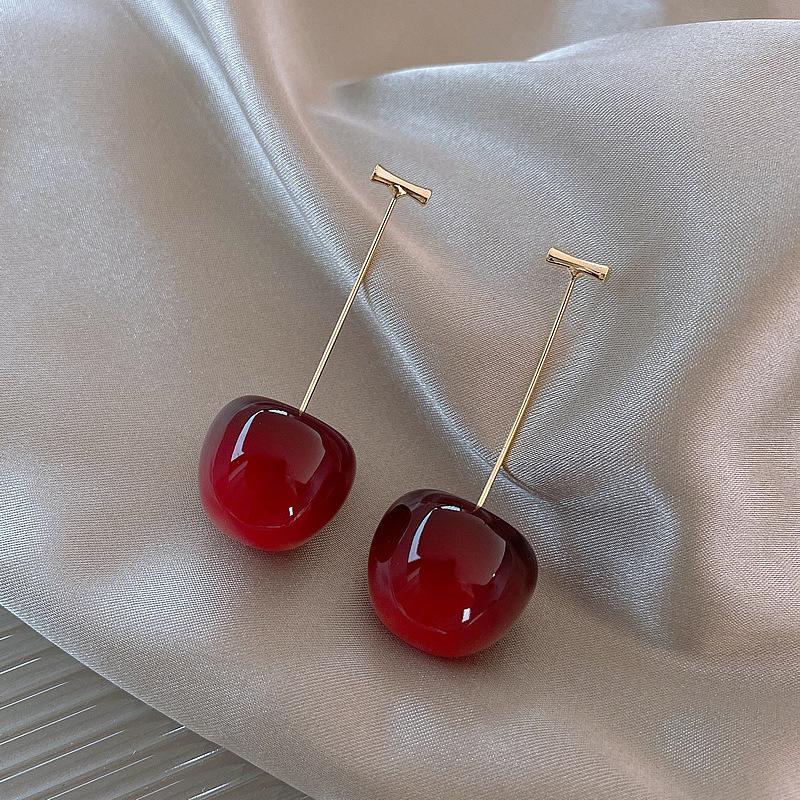 Delzzad Adorable Cherry Earrings Fruit Drop Dangle Earrings Costume Jewelry Accessories Birthday Anniversary Gifts for Girls Women