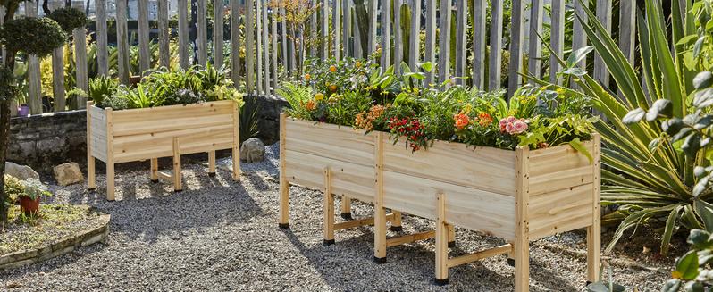 AMERLIFE Wooden Raised Garden Bed with Legs - 15 Inch Deep Elevated Planter Box Outdoors for Deep Rooted Plants, Ideal for Balcony, Patio, Easy Assembly