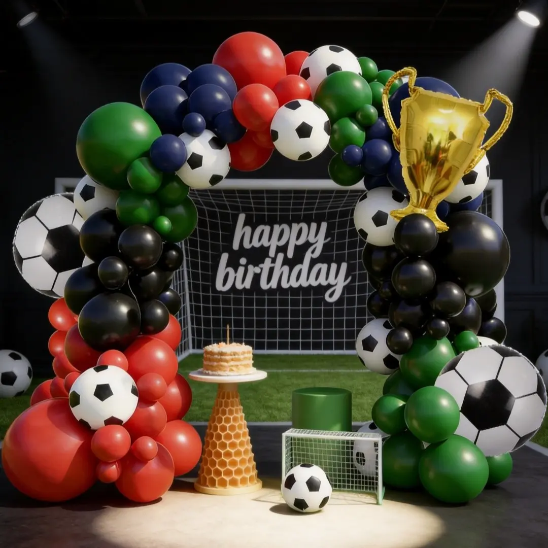 109pcs Soccer Balloon Garland Kit, Latex Balloons, Party Balloons Decorations, Ideal for Kids' Football Birthday Parties, Fun Game Day Decorations, Easy to Assemble