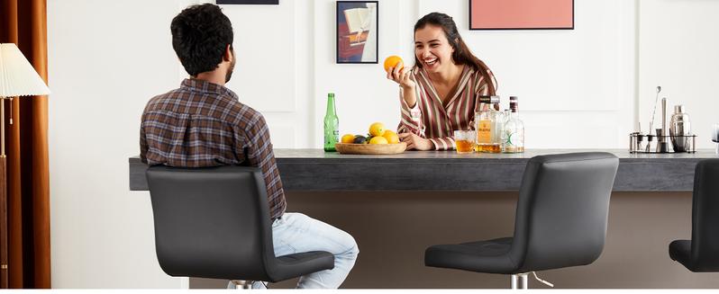 Set of 2 PU Leather Adjustable Swivel Barstools with Back and Armless Design Hydraulic Kitchen Counter Height Bar Stools Set of 2 PU Leather Adjustable Swivel Barstools with Back and Armless Design Hydraulic Kitchen Counter Height Bar Stools