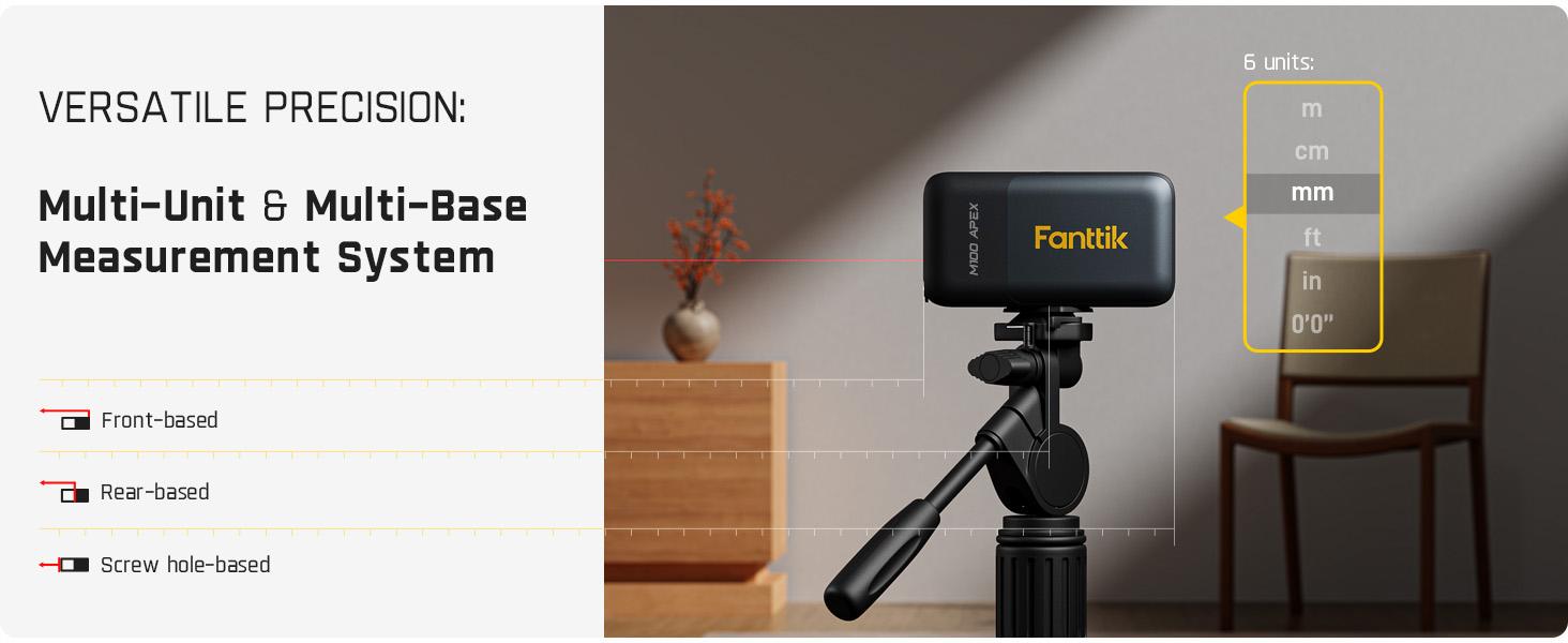 Fanttik M100 Apex 2-in-1 Digital Laser Tape Measure with HD IPS Color Display, 165Ft Rechargeable Laser Measurement Tool & 9.8Ft Measuring Tape, 6 Units Selectable, for Distance/Area/Volume