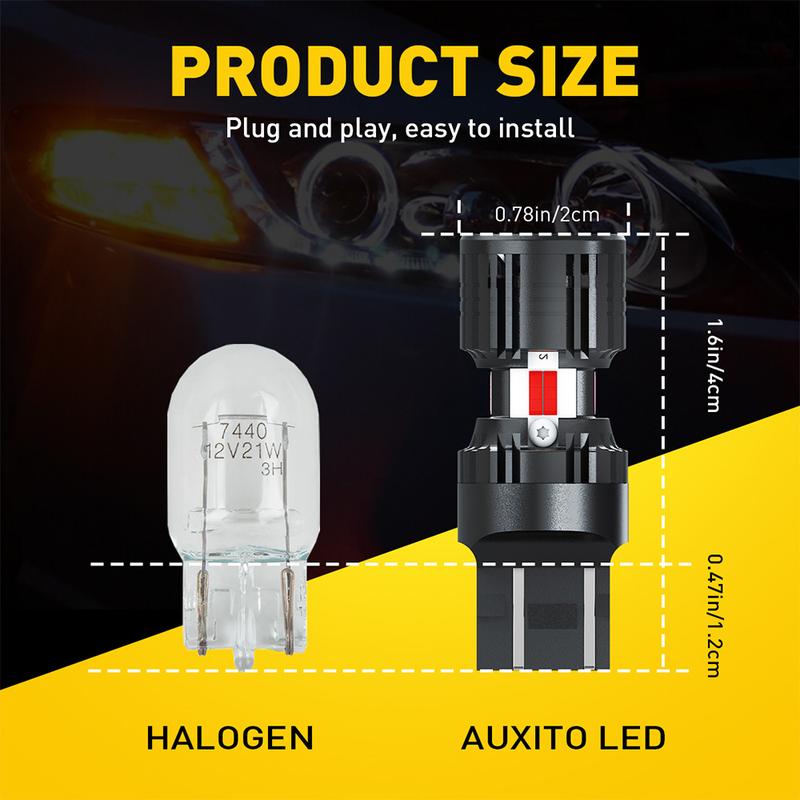 AUXITO Latest CANBUS LED Tail Brake Turn Signal Light Bulbs ,4000LM 600% Brighter,Built-in Resistor ,Anti Hyper Flash,Error-Free,Plug and Play,Reverse Backup Stop Light DRL/Parking Light，Select Bulb Model: 7440 / 7443 / 3156 / 3157 / 1157
