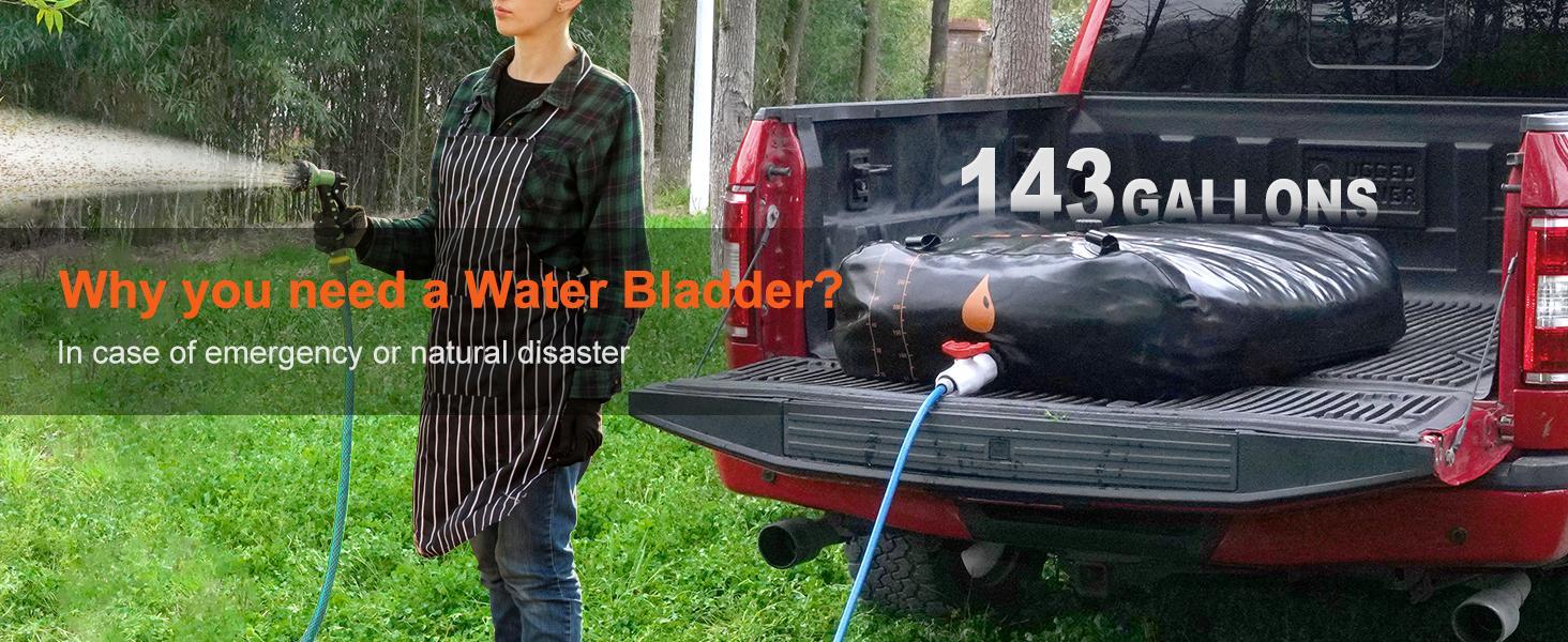 VEVOR Water Tank Bladder, TikTokShopBlackFriday, Max. 143 Gallon Large Capacity, PVC Collapsible Water Bladder Including Spigots and Overflow Kit, Portable Water Storage Bladder for Garden Water Catcher