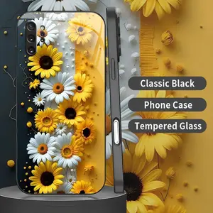 Cottagecore Sunflower Phone Case Aesthetic Yellow Daisy & Floral Black Cover for Galaxy Note 10 Plus  --975