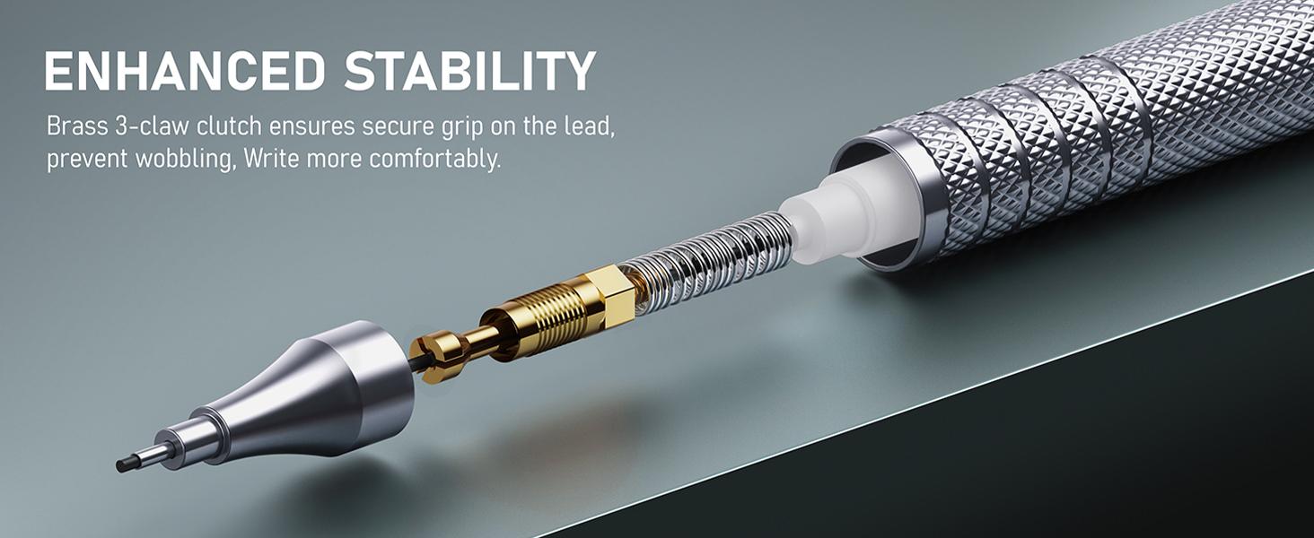 Four Candies 4PCS Metal Mechanical Pencils Set with Case, 0.5mm & 0.7 mm Artist Pencil with 8 Tubes (480PCS) HB Lead Refills, 3 Erasers,9 Eraser Refills For Writing Drafting, Drawing, Black&Sliver