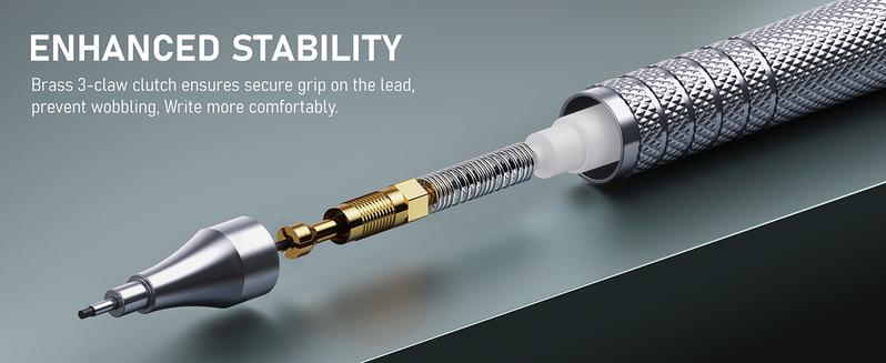 Four Candies 4PCS Metal Mechanical Pencils Set with Case, 0.5mm & 0.7 mm Artist Pencil with 8 Tubes (480PCS) HB Lead Refills, 3 Erasers,9 Eraser Refills For Writing Drafting, Drawing, Black&Sliver