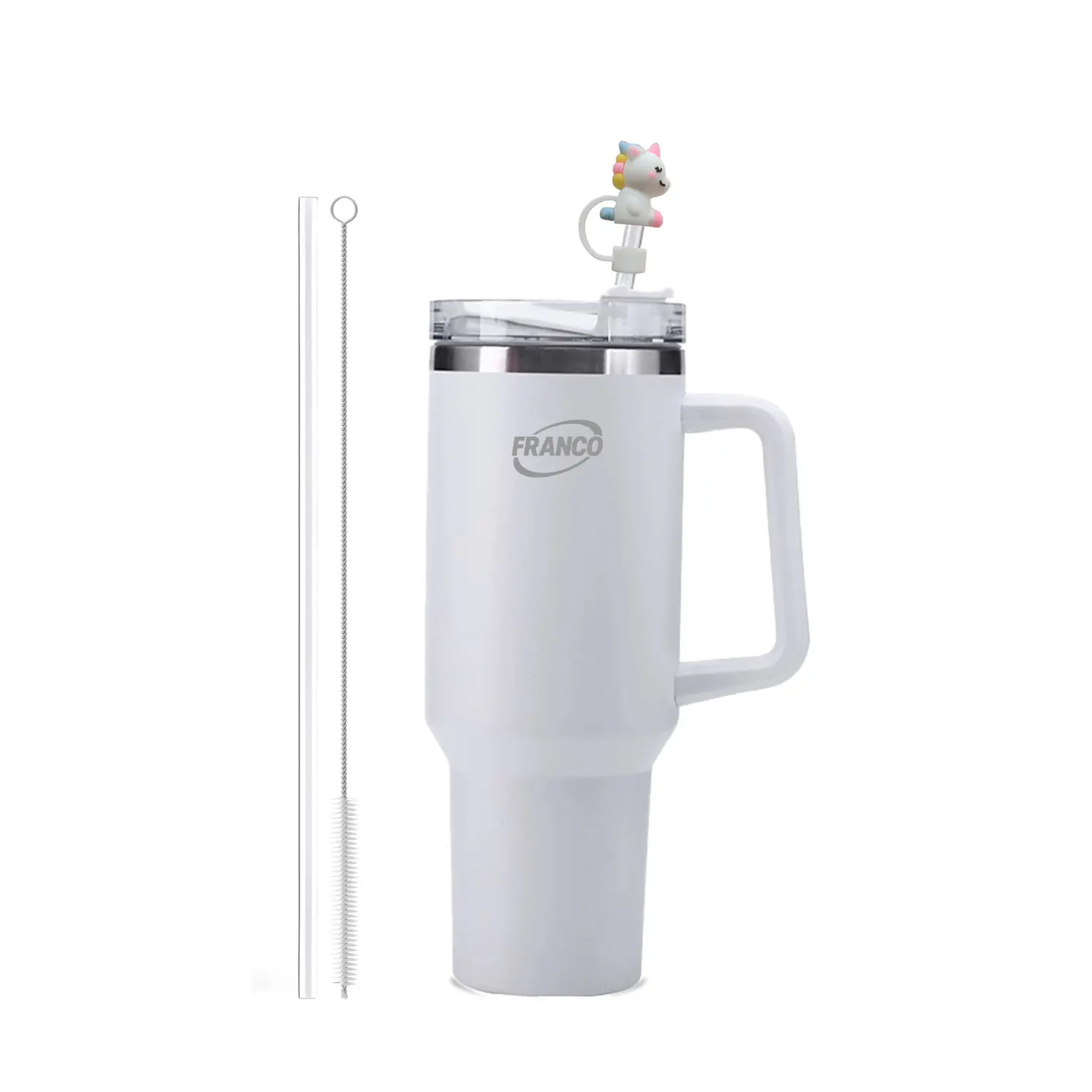 Franco 40oz Stainless Steel Tumbler with Handle, Straw Cleaner & Surprise Straw Cover