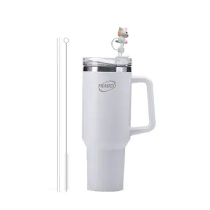 Franco 40oz Stainless Steel Tumbler with Handle, Straw Cleaner & Surprise Straw Cover