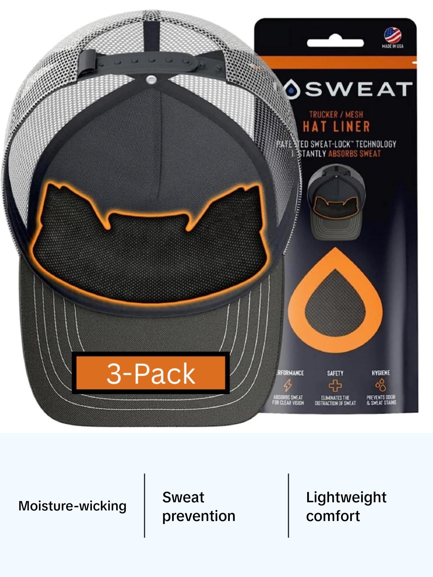 NoSweat Mesh Hat Liner 3-Pack - Patented Sweat-Lock Technology NoSweat Mesh Hat Liner 3-Pack - Patented Sweat-Lock Technology