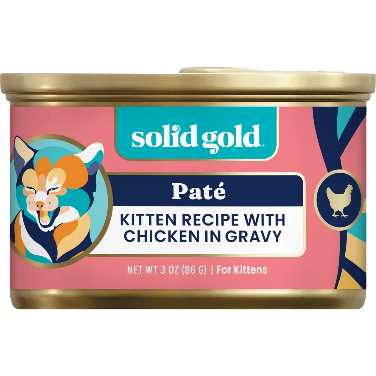 Solid Gold Flavorful Feast™ Chicken Wet Food for Kittens - Grain Free Pate in Gravy Form - Nutritious & Balanced Meal - No Corn Wheat Soy - Carrageenan & BPA Free