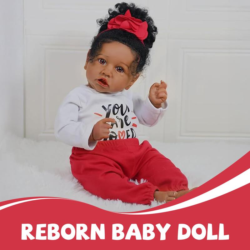 [WOOROY] Reborn Baby Doll -  Birthday & Christmas Gift, 20 In African American Reborn Doll with Soft Cloth Body, Brown Skin, Perfect Gift for Ages 3+
