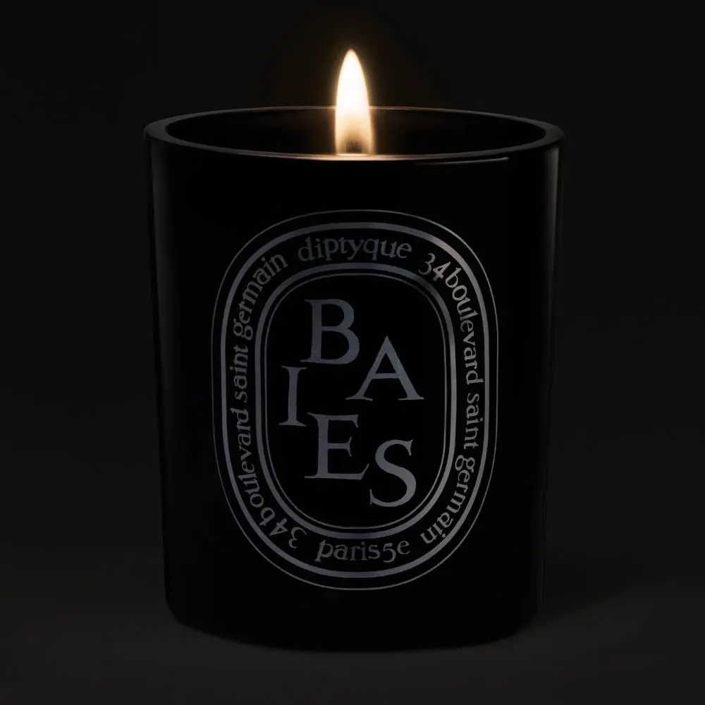 [Pack 2] Diptyque Black Baies Floral Scented Candle 10.2oz Luxury Black Glass, Elegant Flower Aroma, 75 Hour Burn, Perfect for Home Decoration