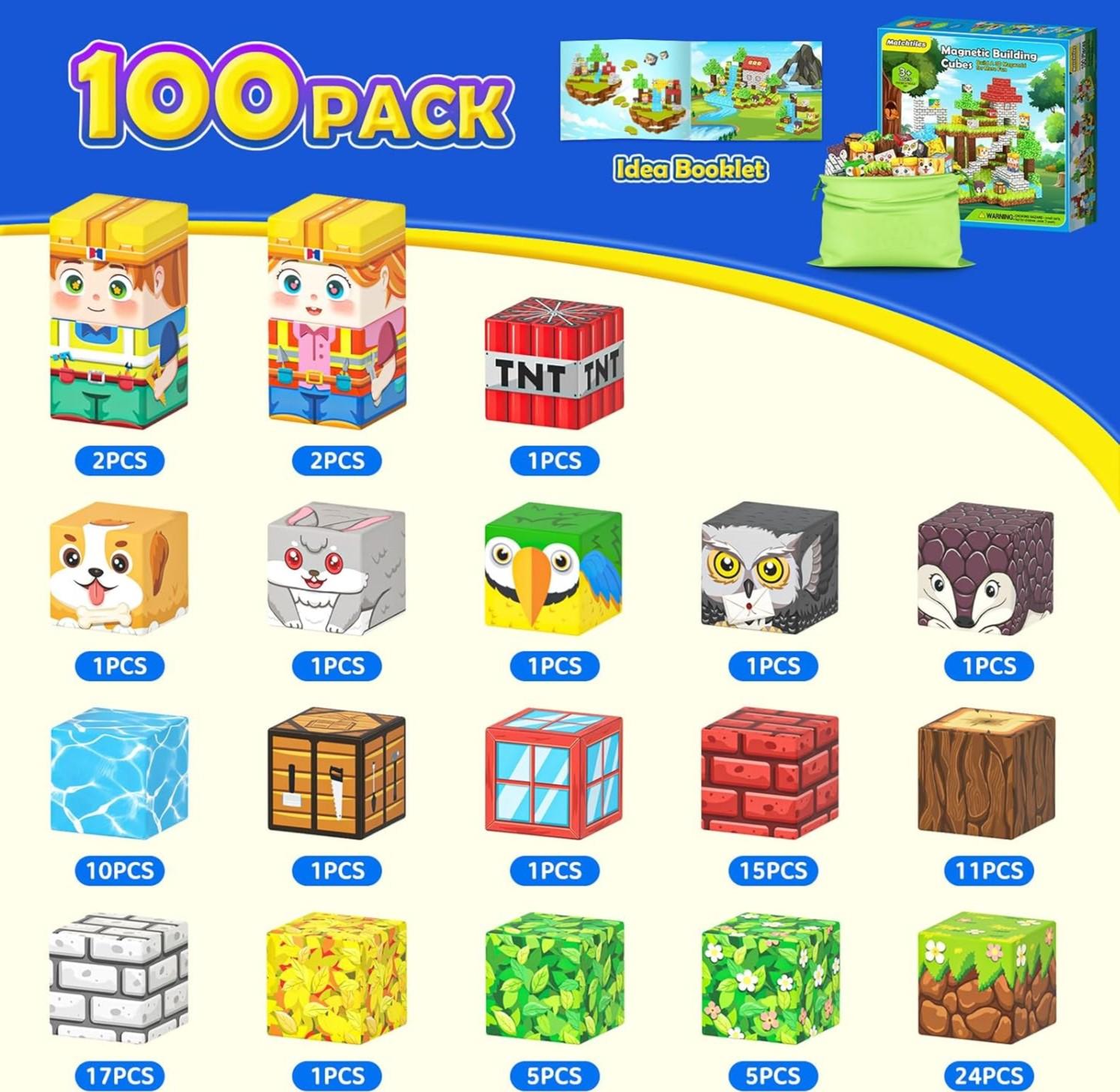 Magnetic Blocks with Drawstring Bag Mine Magnet World Building Toys STEM Montessori Sensory Toys Birthday Couple Christmas Gifts