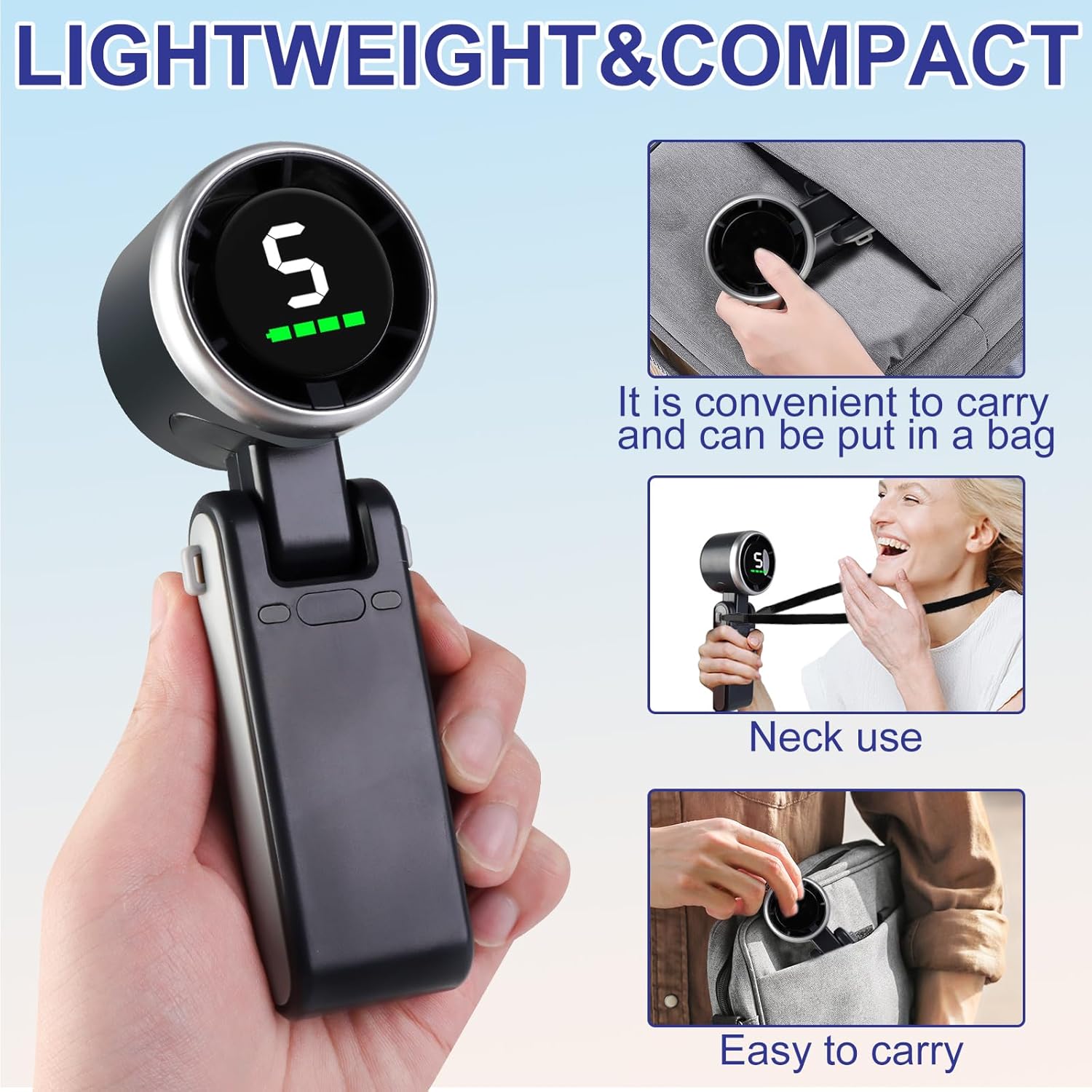 Portable Handheld Turbo Fan, 5 Gear Wind,4000mAh Battery Operated, Up to 10 Working Hours, 3 IN 1 Hand Fan Rechargeable with Air Turbo Tech Cooling Fan for Outdoor Activities, Travel, Working fathersdaygift Portable Handheld Turbo Fan, 5 Gear Wind,4000mAh Battery Operated, Up to 10 Working Hours, 3 IN 1 Hand Fan Rechargeable with Air Turbo Tech Cooling Fan for Outdoor Activities, Travel, Working fathersdaygift