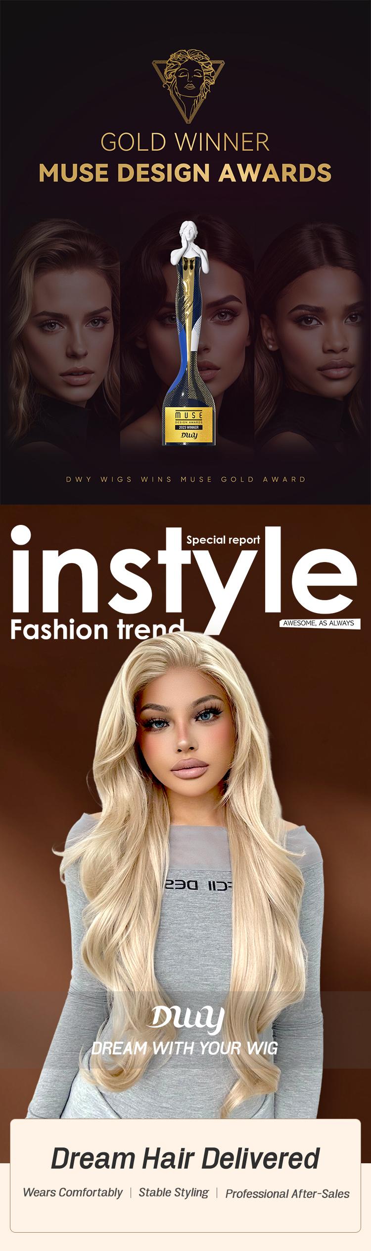 Mae H-DWY 13×4 Lace Front Free Part Light Blonde Long Wavy Glueless Synthetic Wig for Women 28 Inches