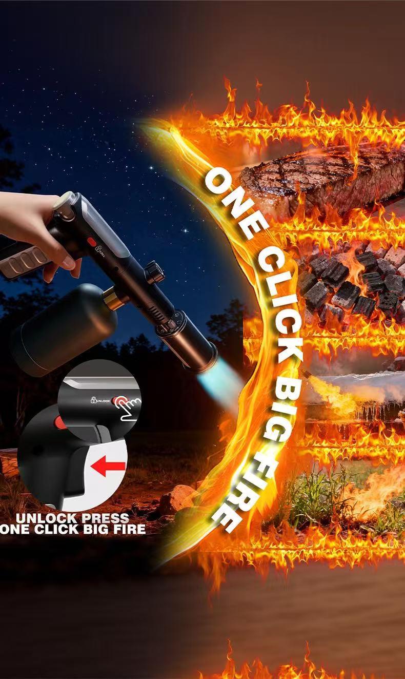 Propane Torch Igniter,3272°F Flame Thrower Gun with Adjustable Flame & Safety Lock, Powerful Grill & Cooking Blow Torch for Searing Steak, Sous Vide, BBQ And DIY (Tank Not Included)