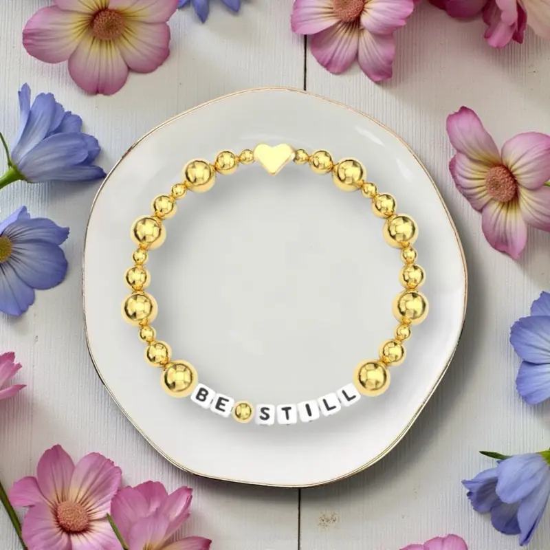 Reversible “Be Still” Heart Bubble Bracelet - Customized Bead Bracelets - Meaningful - Faith Made - Impactful