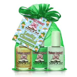 Piggy Paint Lucky Charmed Gift Set - Kids Non-toxic Nail Polish, 3 Cheerful Shades for St. Patrick's Day, Safe for Babies & Toddlers, Paraben & Phthalate Free