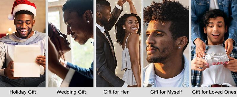 Cassieca 2 Pairs Stainless Steel Magnetic Stud Earrings for Men Women Non-piercing CZ 5-9MM CZ Hypoallergenic Crystal Jewellery earrings  lovers