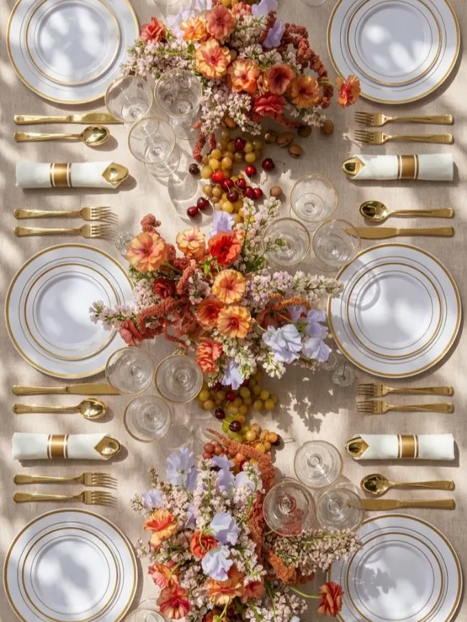 350-Piece Gold Disposable Plates and Cutlery Set - Premium 10.25" Dinner Plates, 7.5" Dessert Plates, 9oz Cups & Cutlery for Weddings, Catering Events - 50 Guest Service - Elegant & Sturdy