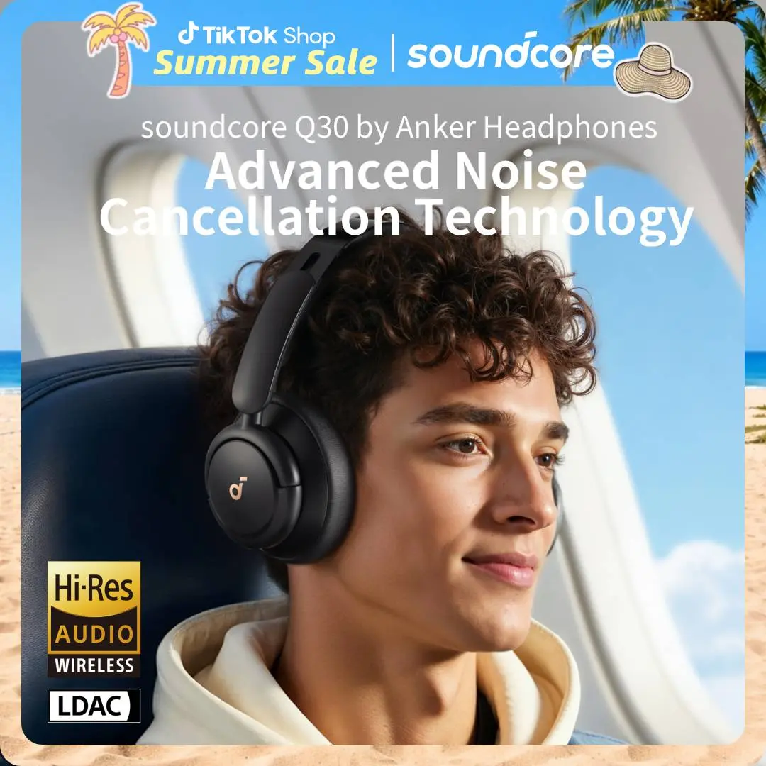 [Live Only] soundcore Q30 by Anker Wireless Headset - Hybrid Active Noise Cancellation Headphones, 3 ANC Modes, Hi-Res Audio, App-Controlled Custom EQ, 50H Playtime, Comfortable Fit, Bluetooth Multipoint Connection, for Music & Voice Calls