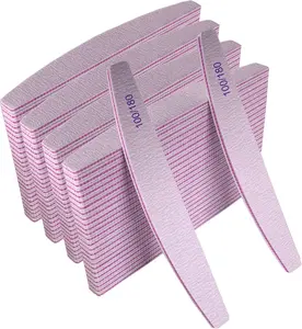100 Pcs Nail Files Set,100/180 Grit Nail File Emery Board Bulk for Acrylic and Natural Nails,Profesional Pack Filers for Gel Nail Double Sided Manicure Curved,Valentine's Day Gifts,Hand Tools Kits