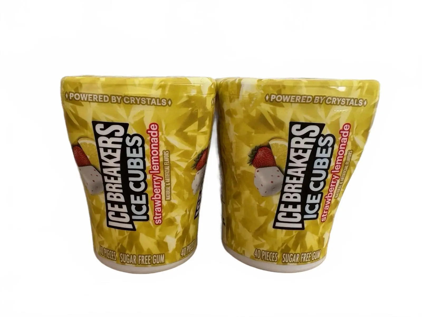 Ice Breakers Ice Cubes Sugar-Free Strawberry Lemonade Flavor Chewing Gum Snack - Lot of 2, 80 Pieces, Low Calorie