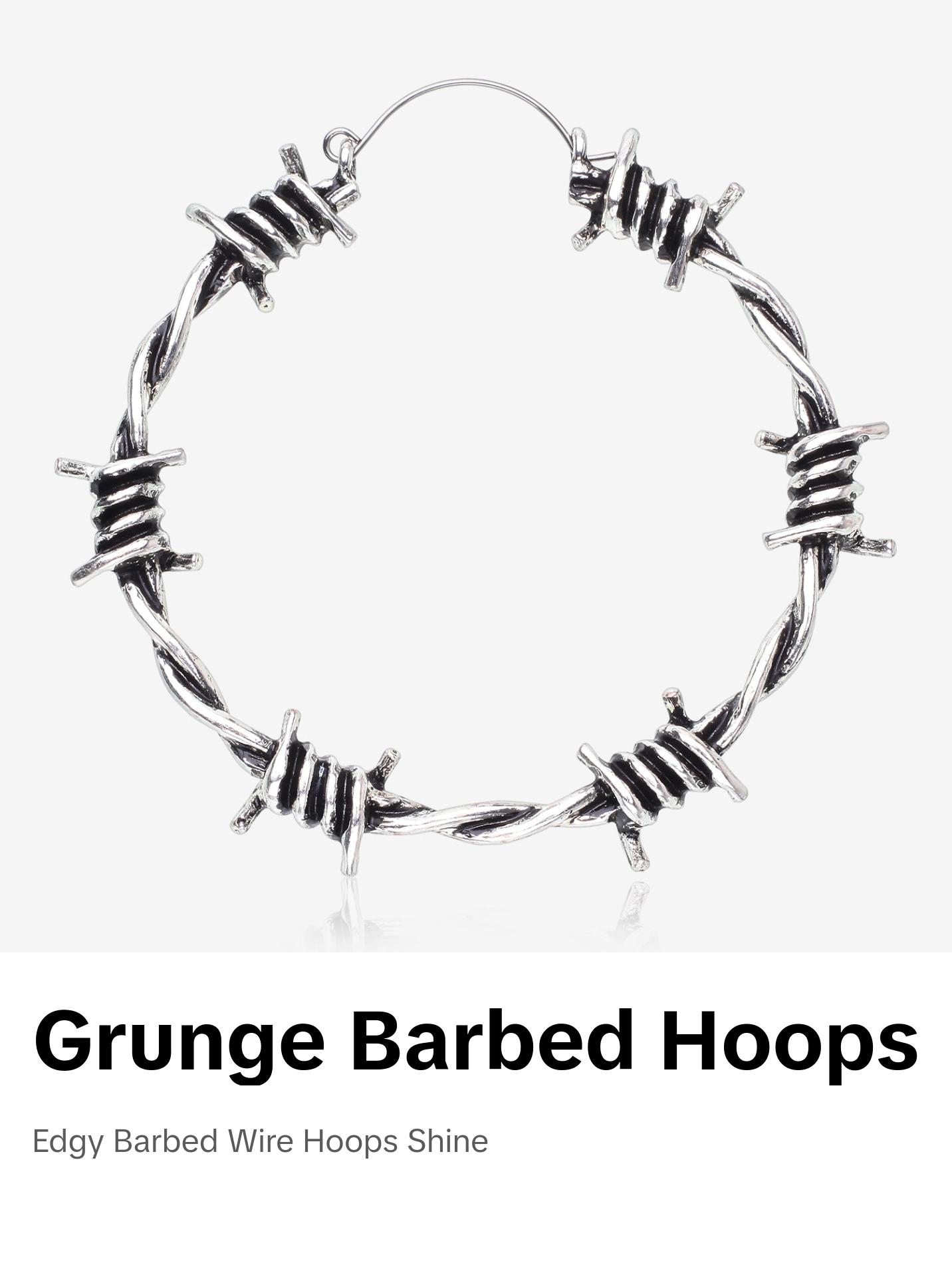 A Pair of Grunge Barbed Wire Plug Hoop Earring