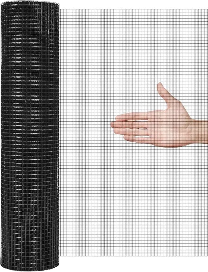 PVC Coated Hardware Cloth, 1/2 Inch Mesh - 36x50 Ft Pest Control Netting for Garden Fencing, Chicken Coop