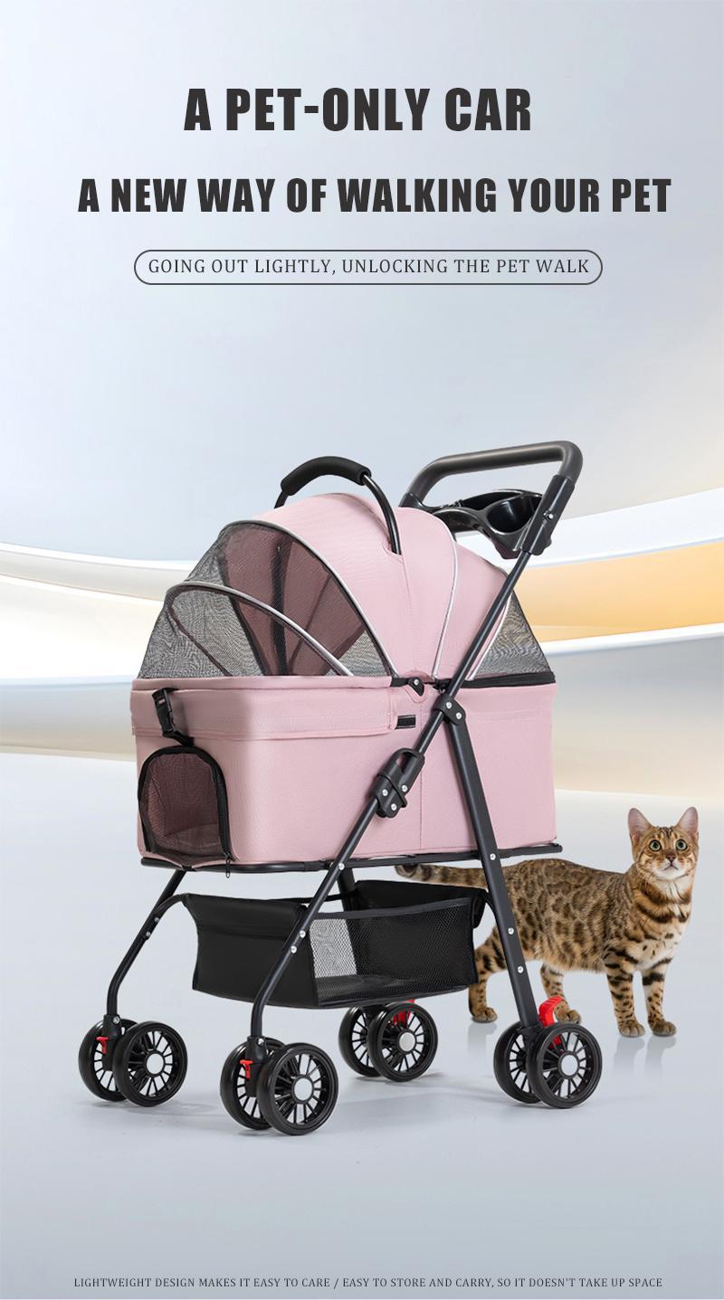 Pawzseek Pet Stroller for Cats and Dogs - Foldable Outdoor Animal Carrier with Sun-Rain Cover, Breathable Mesh Panel, Storage Bag self heating bed