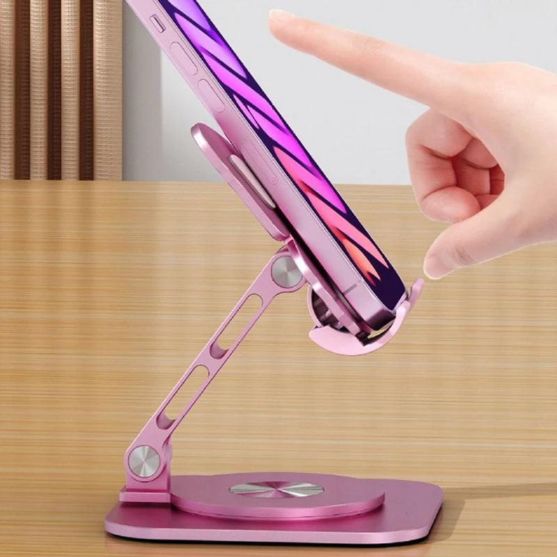 Aluminium phone stand 360 rotatable foldable portable adjustable smartphone mount